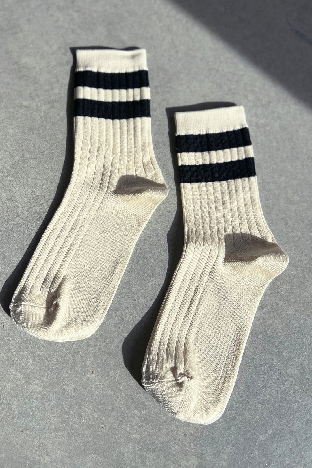 Her Varsity Socks - Cream / Black