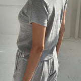 Pointelle Babe Tee - Melange Grey