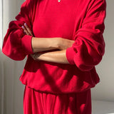 Pointelle Core Sweater - Red Apple
