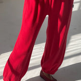 Pointelle Balloon Pants - Red