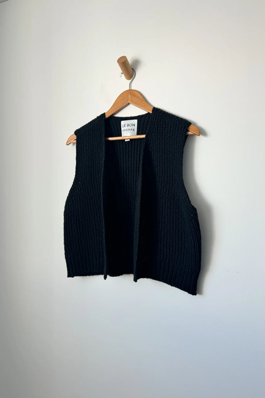 Granny Cotton Sweater Vest - Black