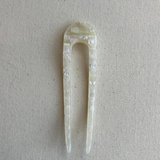 French Hair Pin - Opalite Shell Checker