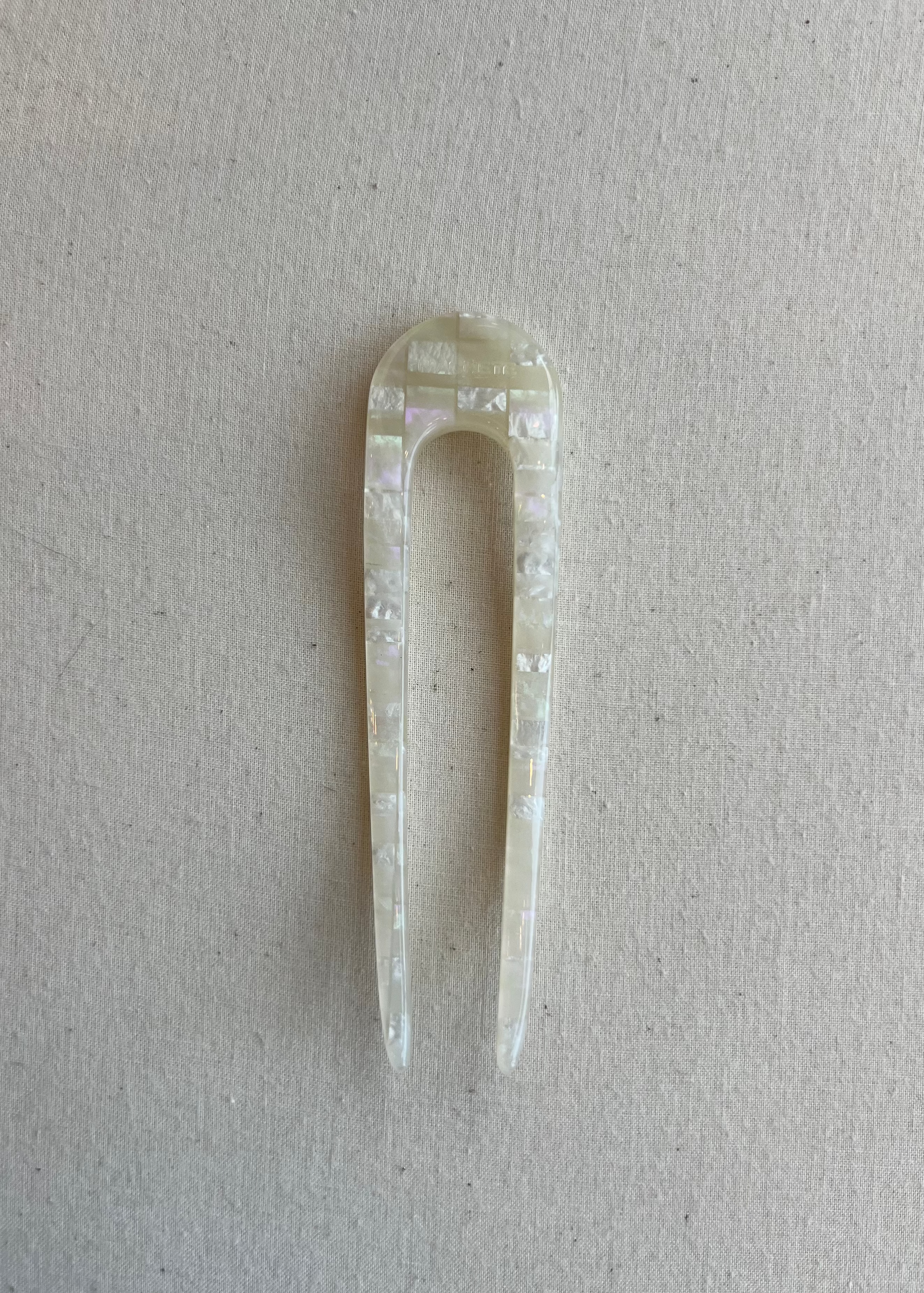French Hair Pin - Opalite Shell Checker