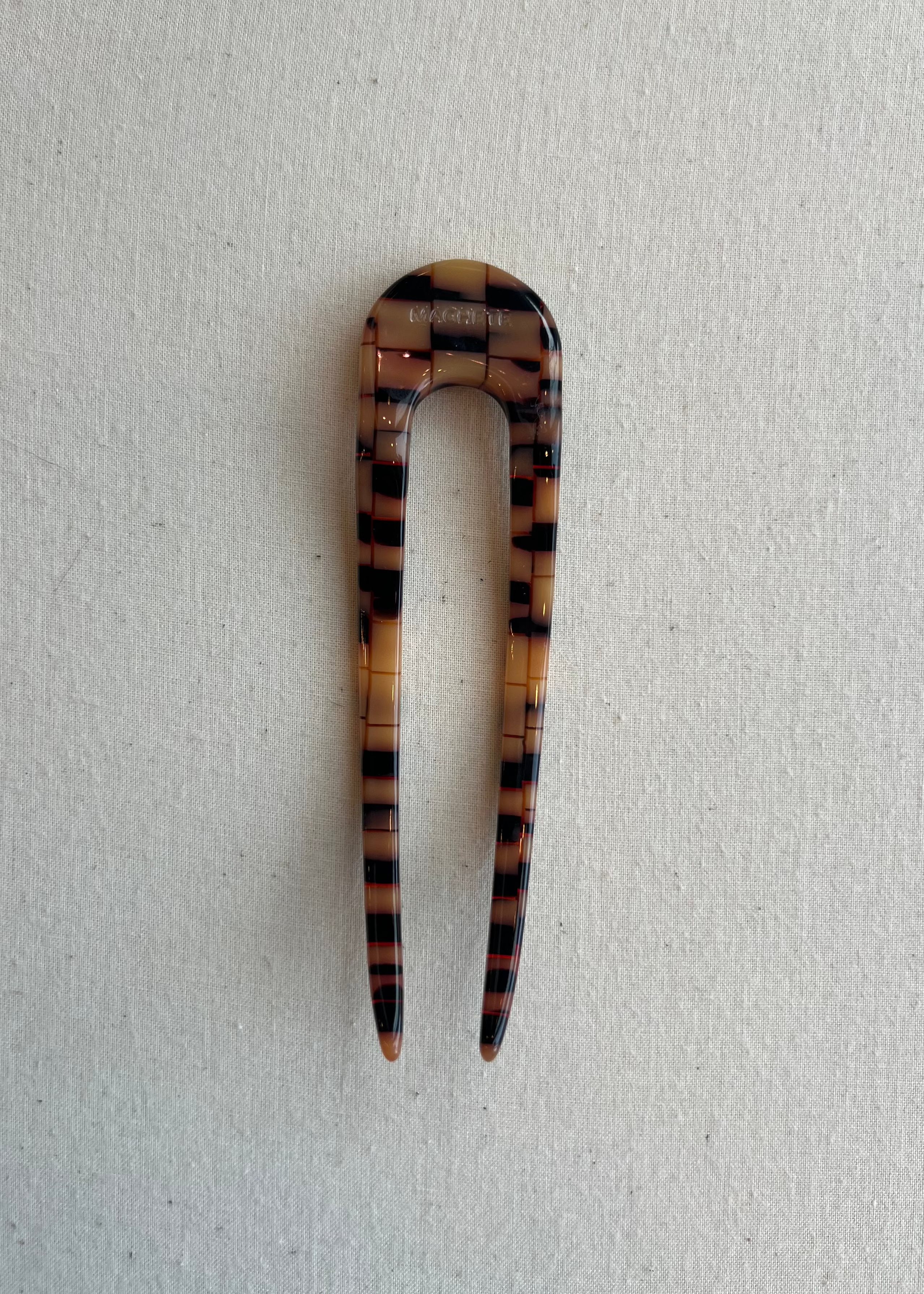 French Hair Pin - Blonde Checker