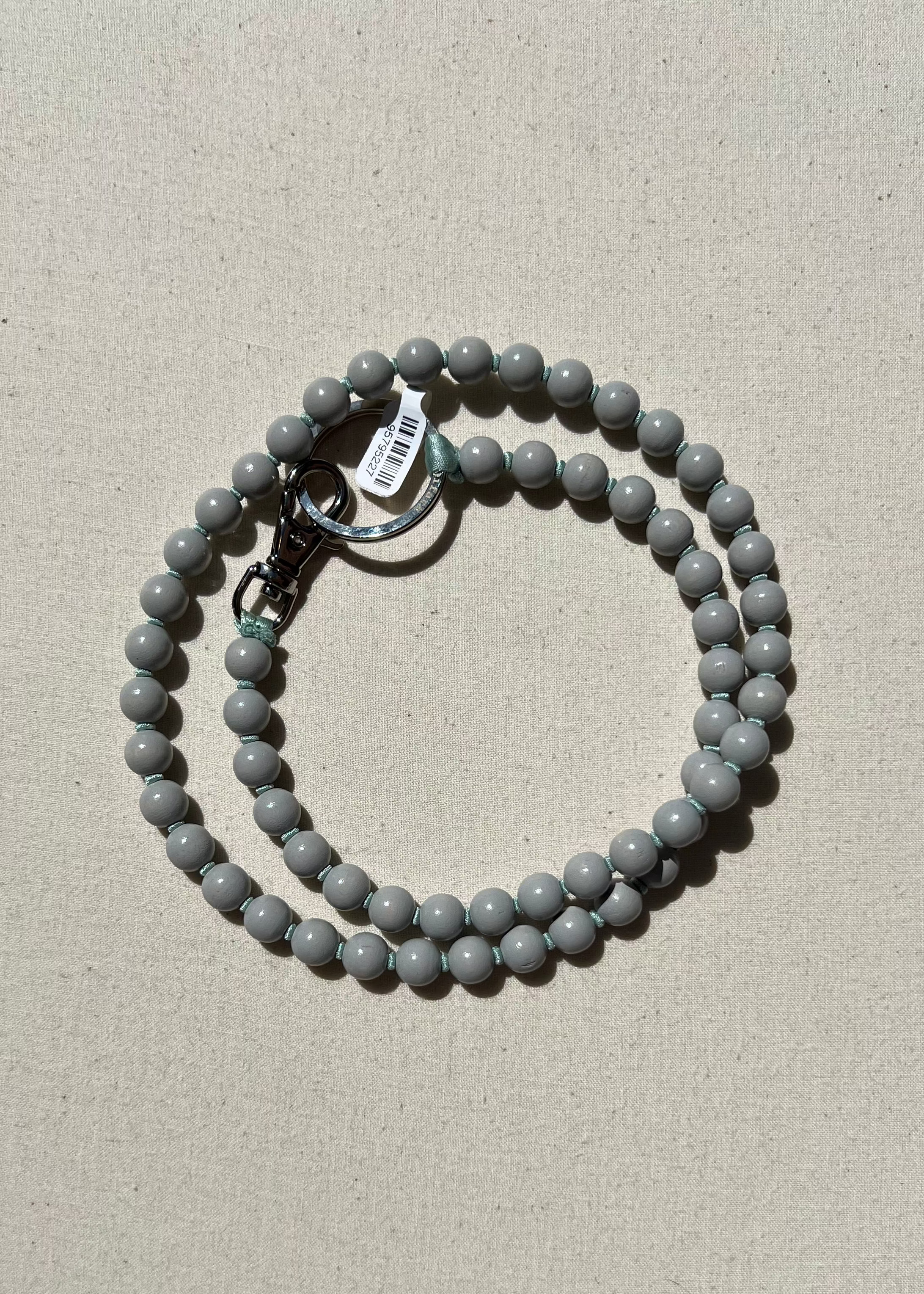 Long Perlen Keychain - Light Grey / Salvia