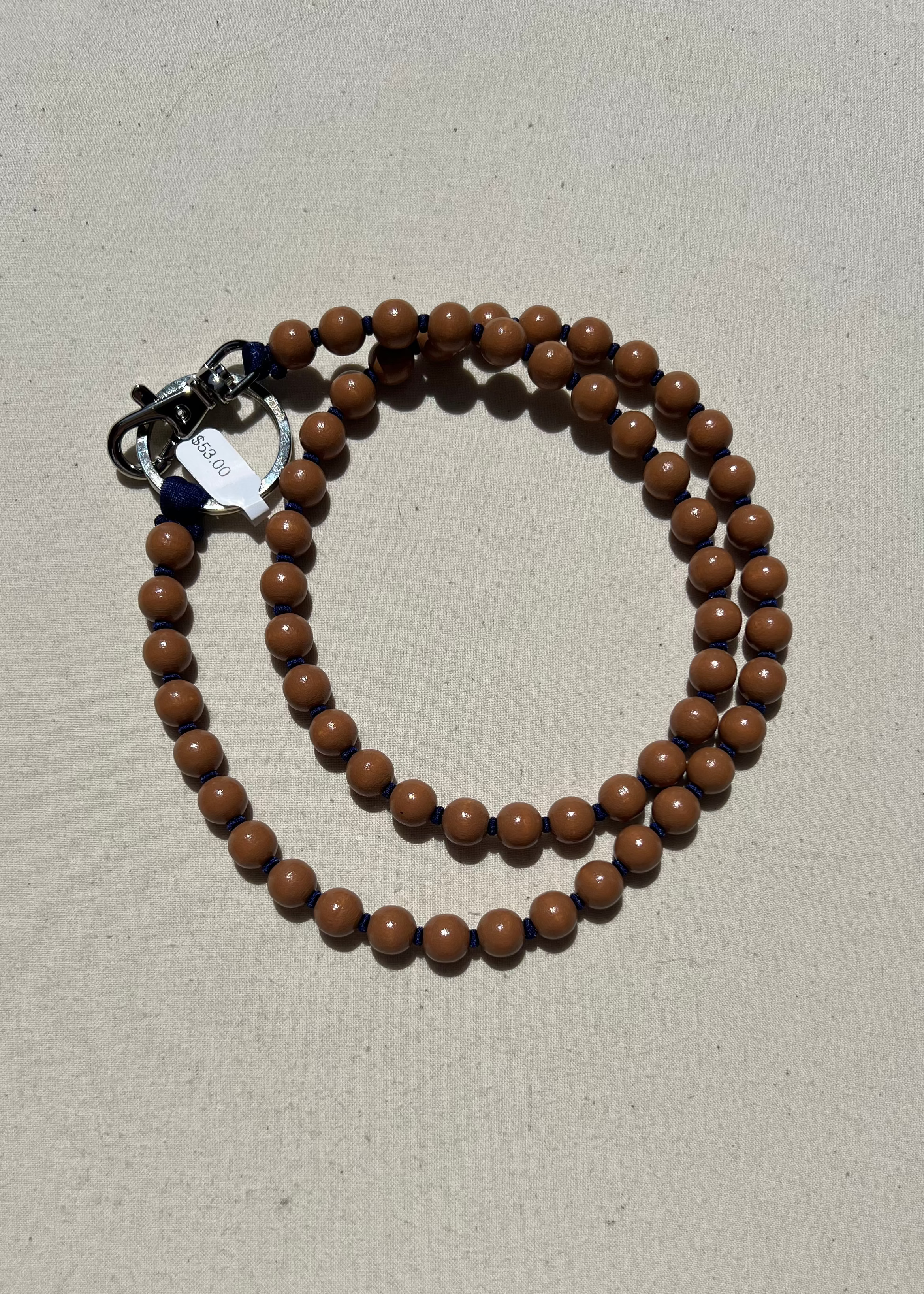Long Perlen Keychain - Mocca / Navy