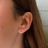 Hammered Circle Stud Earring -Silver