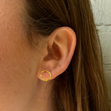 Hammered Circle Stud Earring - Gold