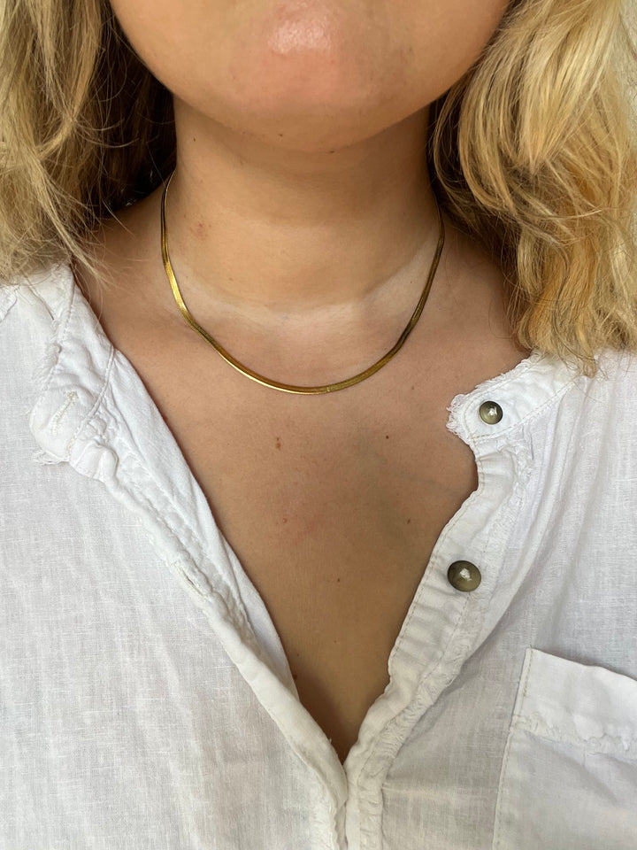 Herringbone Chain Necklace 3mm - Gold