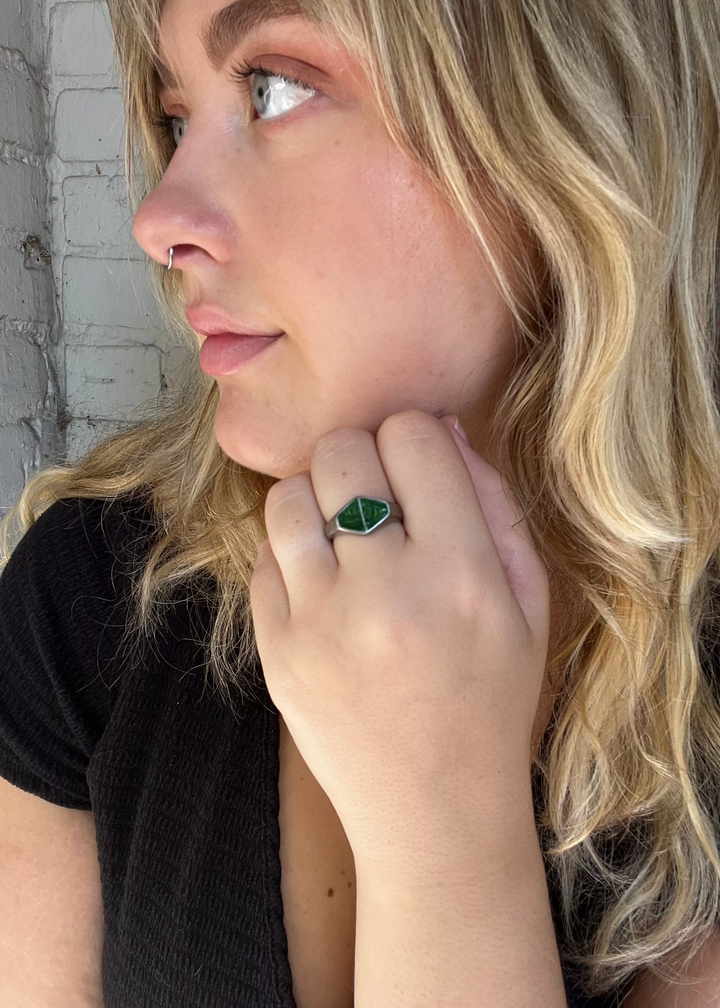 Green Duo Triangle Ring