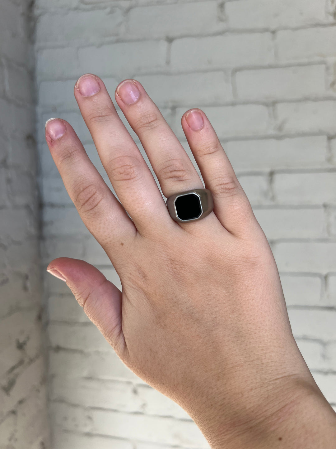 Onyx Inlay Octagon Ring