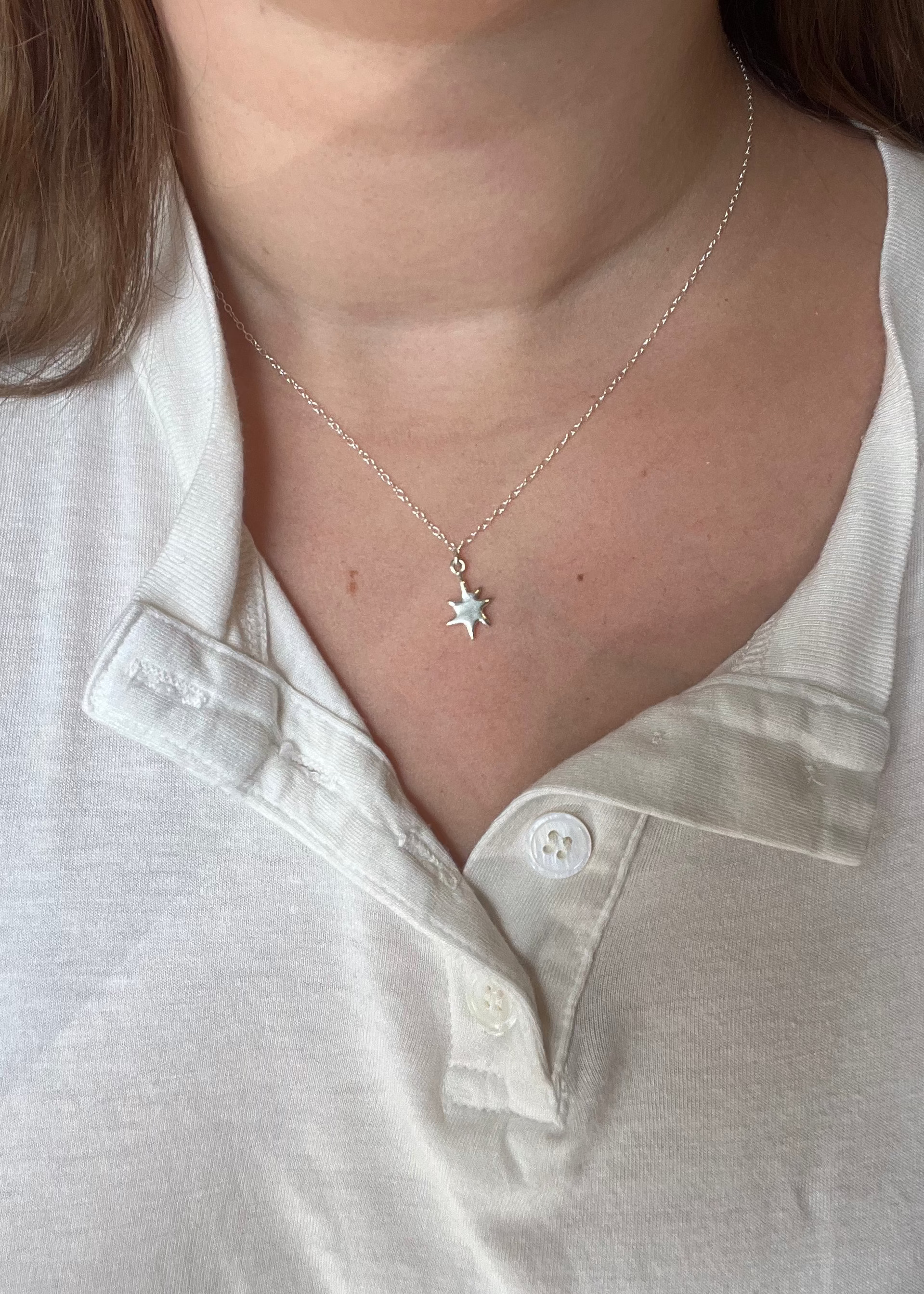 Sunburst Charm Necklace - Silver