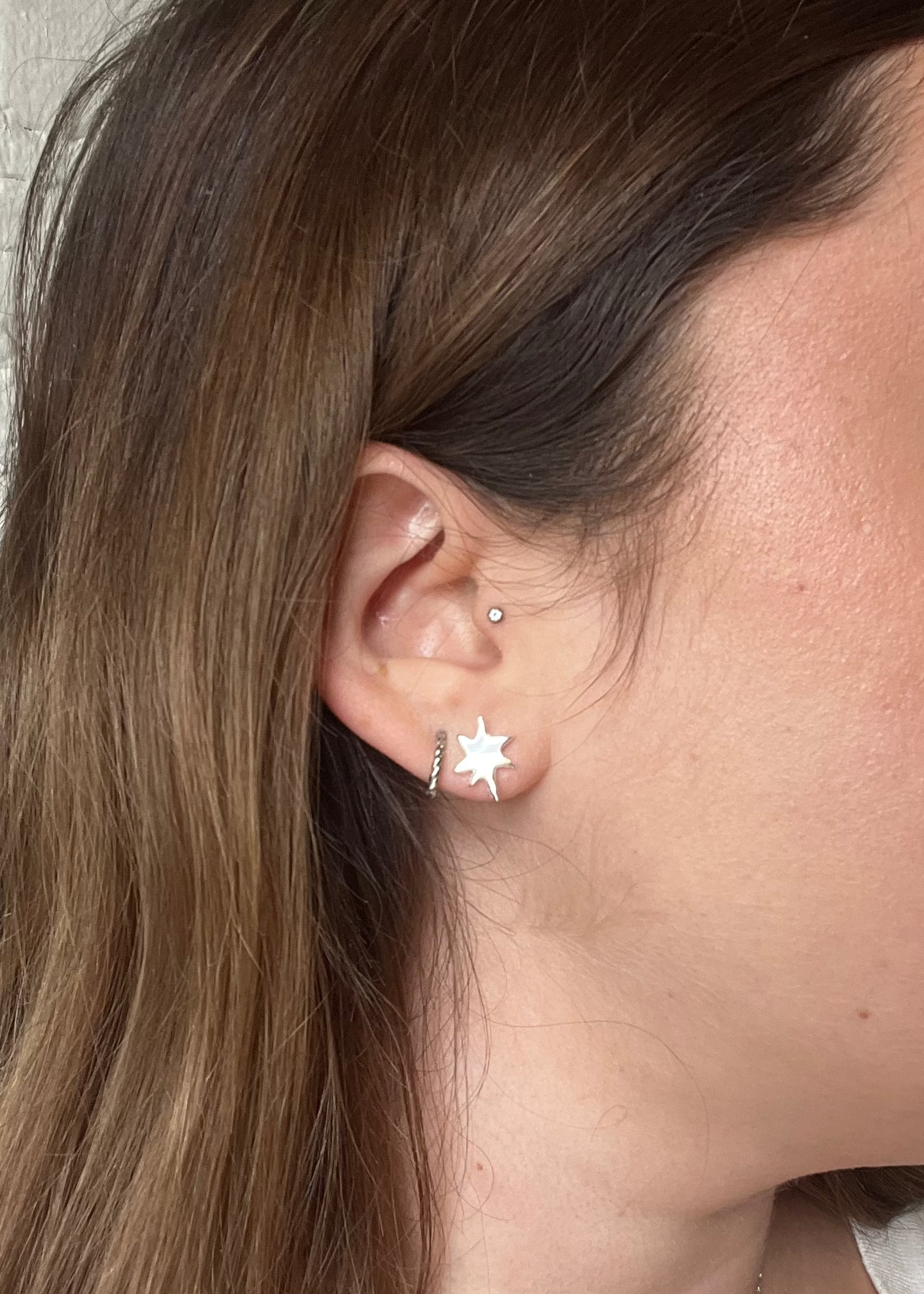 Sunburst Charm Earrings - Silver