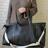 Malbec Weekend Bag - Black/ Leather Strap