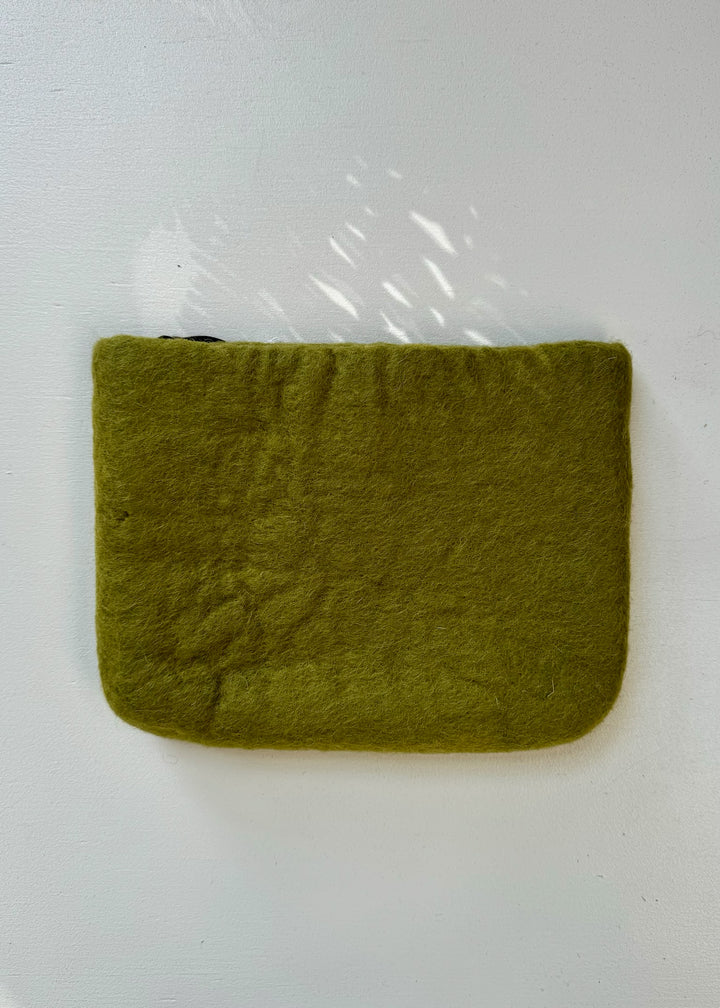 Wool Zipper Pouch - Chartreuse