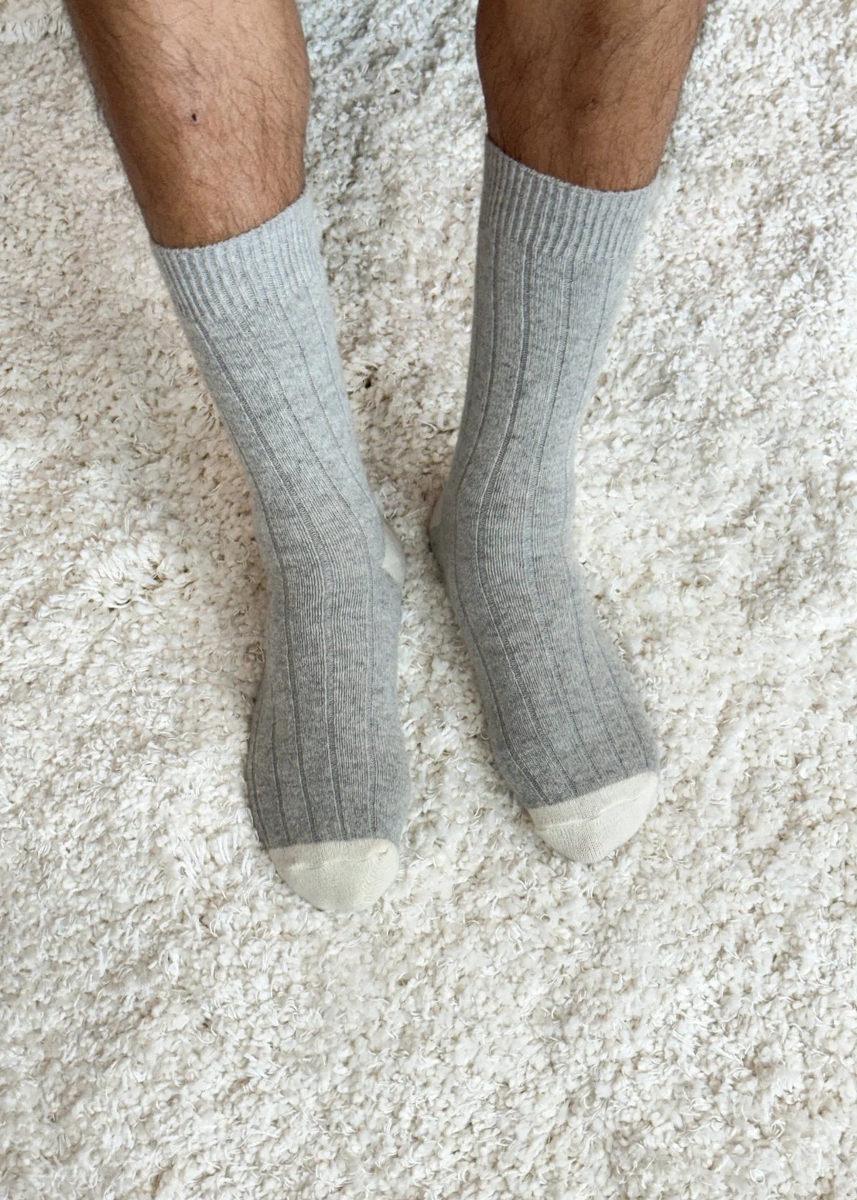 Extended Cashmere Socks - Grey Melange