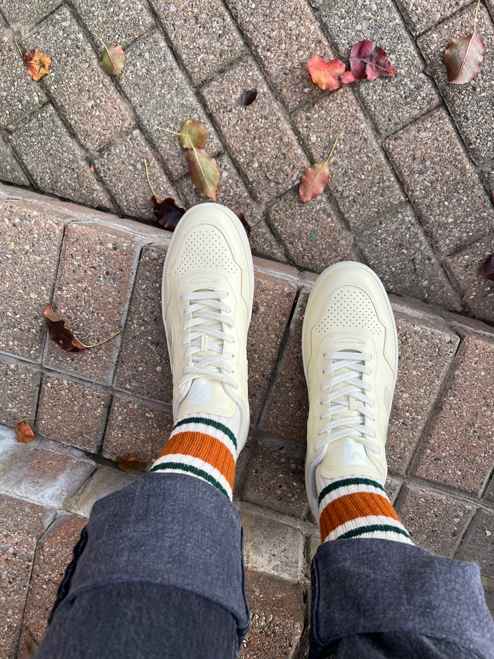 Retro Stripe Crew Socks - Texas Orange / Hunter