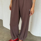 Pointelle Balloon Pants - Chocolate