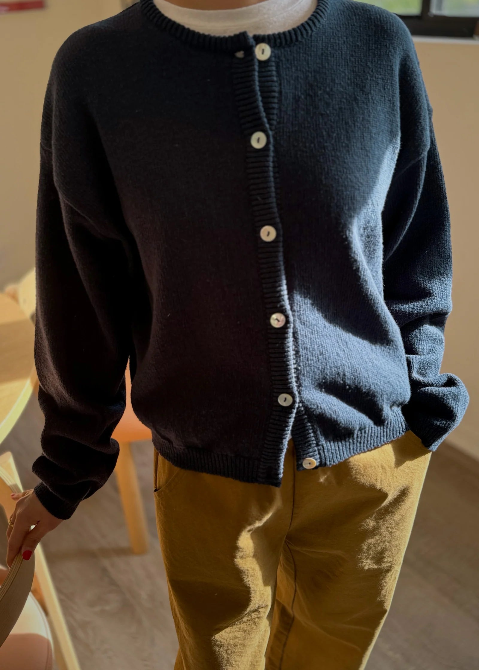 Cotton Leila Cardigan - Navy