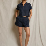 Malin Linen Shorts - Navy