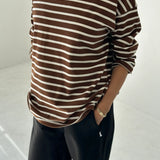 Marseille Top - White / Coffee Stripe