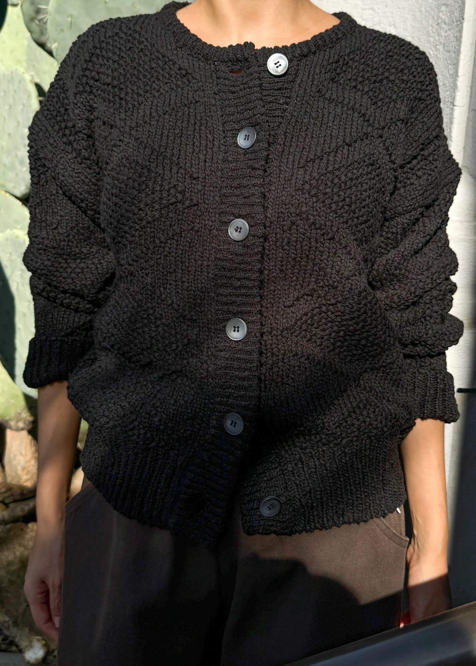 Mason Cotton Cardigan - Black