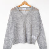 Matthew V-Neck Mohair Sweater - Ice Grey