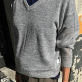 Matthew V-Neck Mohair Sweater - Ice Grey