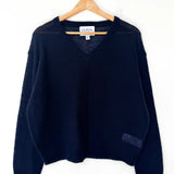 Matthew V-Neck Mohair Sweater - Navy