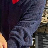 Matthew V-Neck Mohair Sweater - Navy