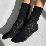 Modal Eyelet Socks - Jet Black