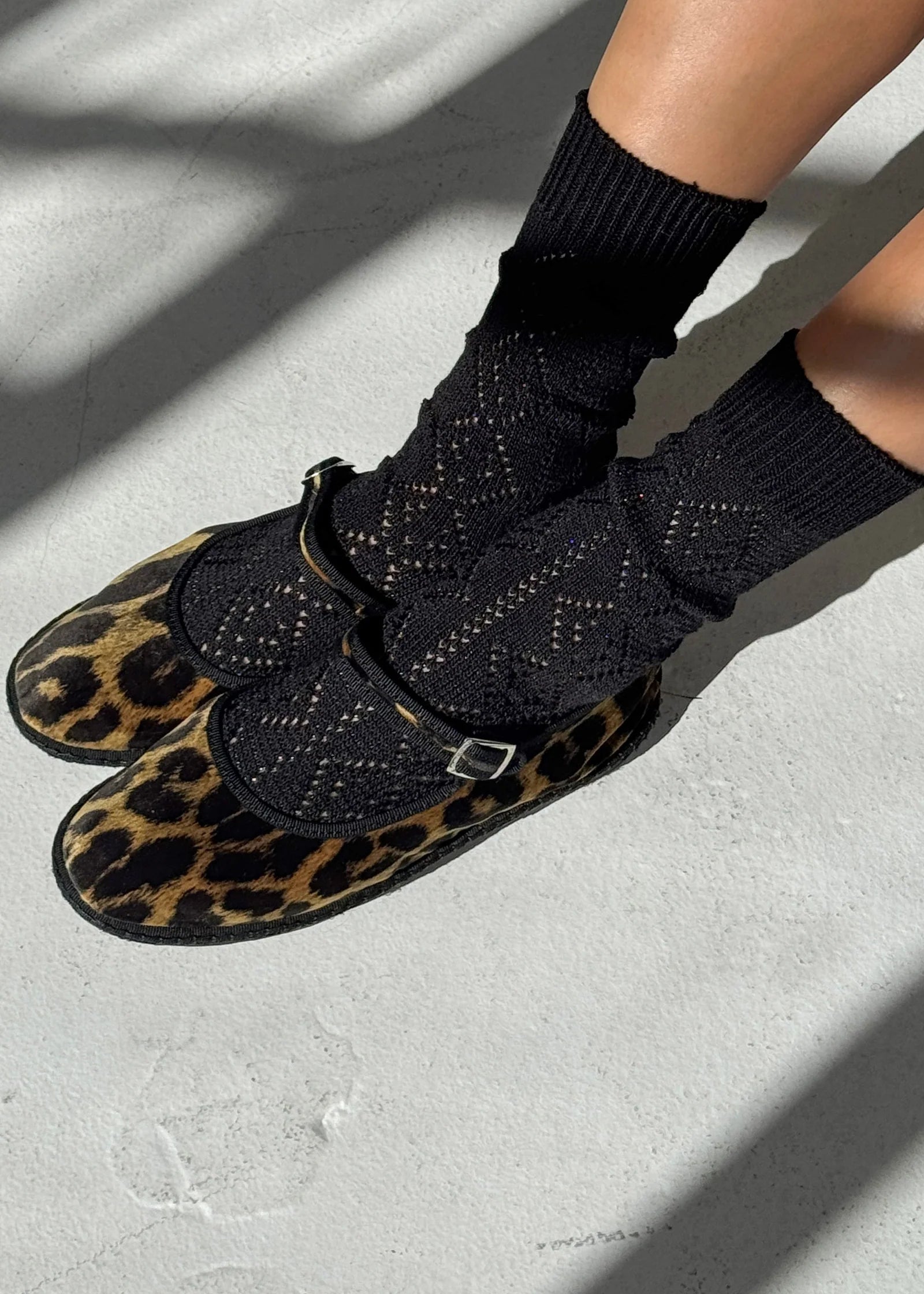 Modal Eyelet Socks - Jet Black