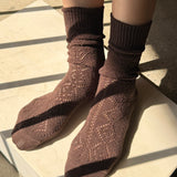 Modal Eyelet Socks - Brown