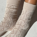 Modal Eyelet Socks - Oyster