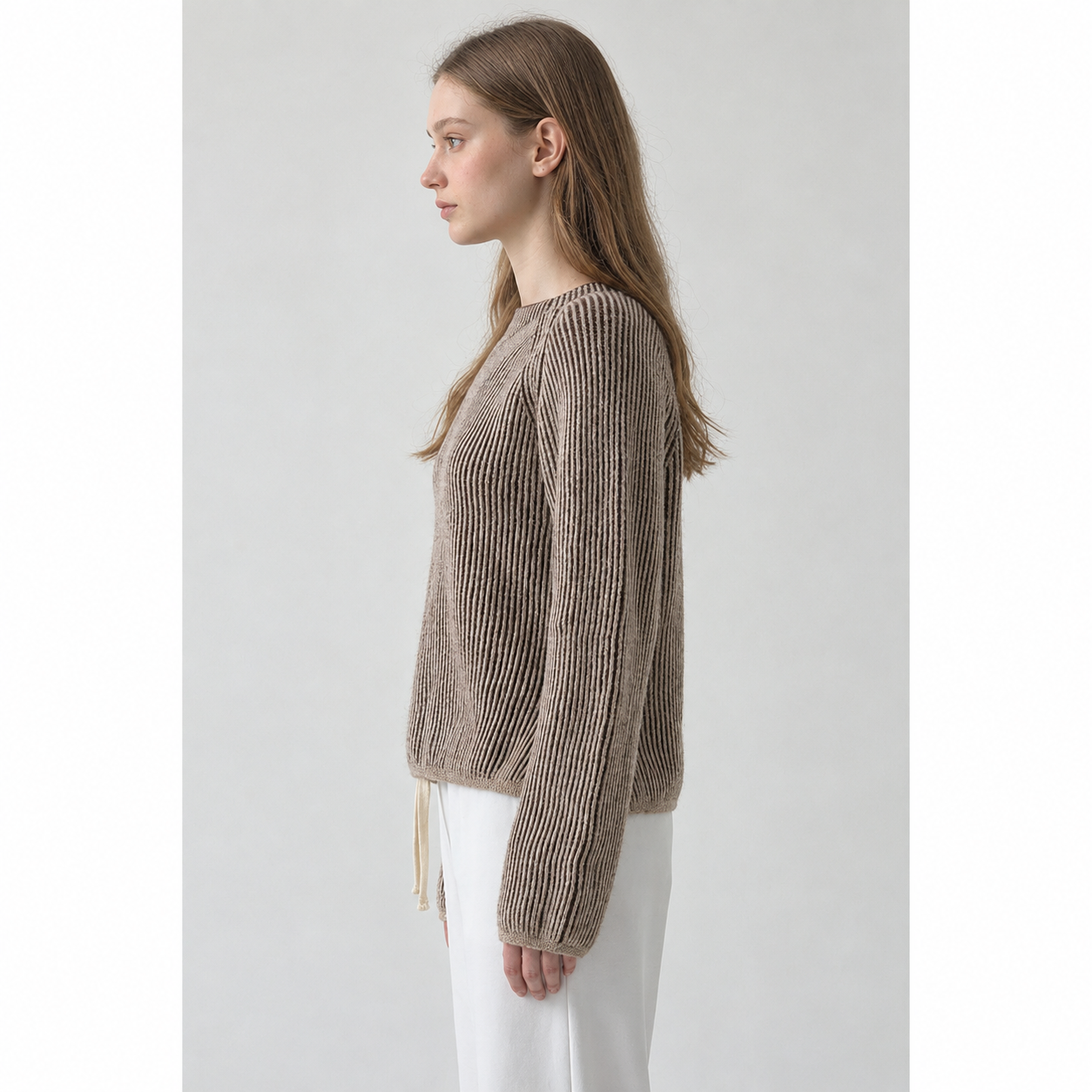 Vertical Stripe Sweater - Brown