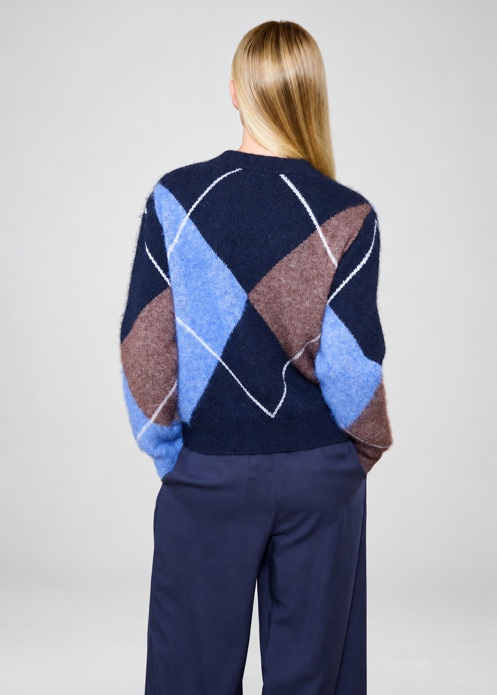 Billie Argyle Sweater - Navy