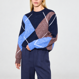 Billie Argyle Sweater - Navy