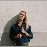 Pinstripe Cropped Jacket - Indigo