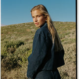 Pinstripe Cropped Jacket - Indigo