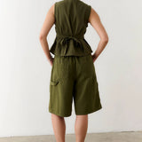 Flared Vest - Olive