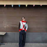 V Neck Cardigan - Red / Brown / Blue