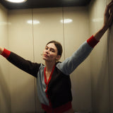 V Neck Cardigan - Red / Brown / Blue