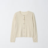 Polka Dot Crewneck Cardigan - Ivory