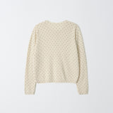 Polka Dot Crewneck Cardigan - Ivory