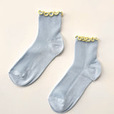 Petite Ruffle Modal Sock - Baby Blue / Butter
