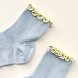 Petite Ruffle Modal Sock - Baby Blue / Butter