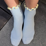 Petite Ruffle Modal Sock - Baby Blue / Butter