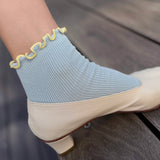Petite Ruffle Modal Sock - Baby Blue / Butter