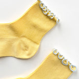 Petite Ruffle Modal Sock - Butter / Baby Blue