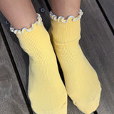 Petite Ruffle Modal Sock - Butter / Baby Blue